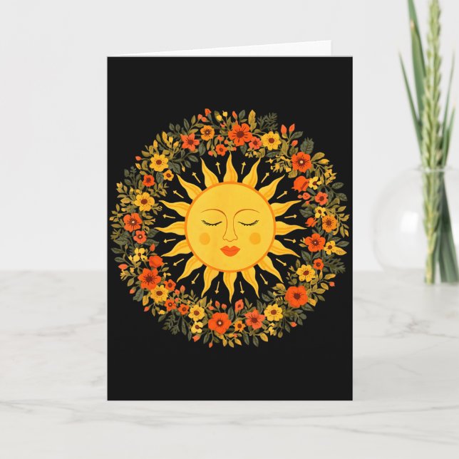 Boho Spiritual Sun Cute Bohemian Celestial Hippie  Card (Front)
