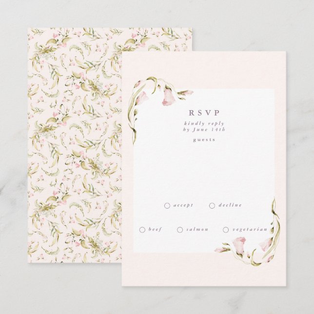 Boho Spring Botanical Corner WildFlower Wedding RS RSVP Card (Front/Back)