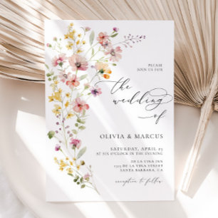 Boho Spring Colourful Wildflower Wedding Invitatio Invitation
