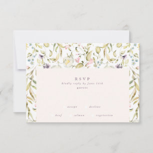 Boho Spring Elegant Botanical Florals Wall Wedding RSVP Card