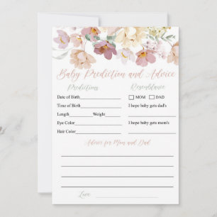 Boho Spring Floral Baby Prediction and Advice Card