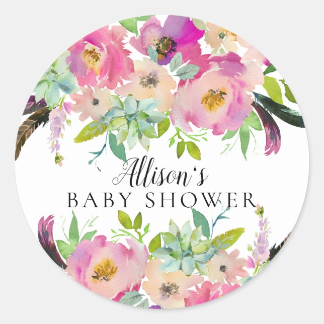 Boho Spring Floral Baby Shower Envelope Seal (Front)