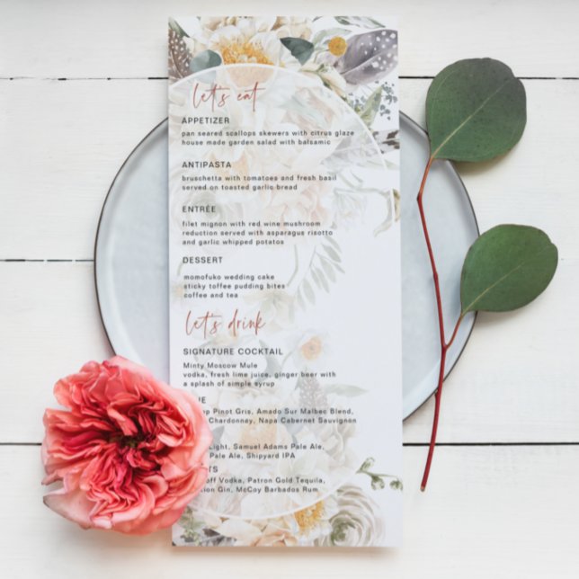 Boho Spring Florals | Wedding Menu (Creator Uploaded)