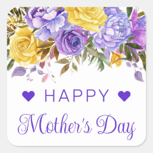 Boho Spring Flowers Mother's Day Square Sticker