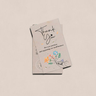 Boho Spring Flowers Thank You Business Card