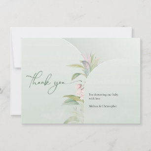 Boho spring greenery eucalyptus blush baby thank y you card