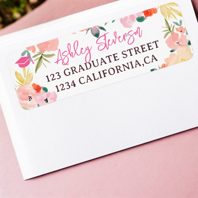 Boho spring pink garden floral graduation (Boho spring pink garden floral graduation label)