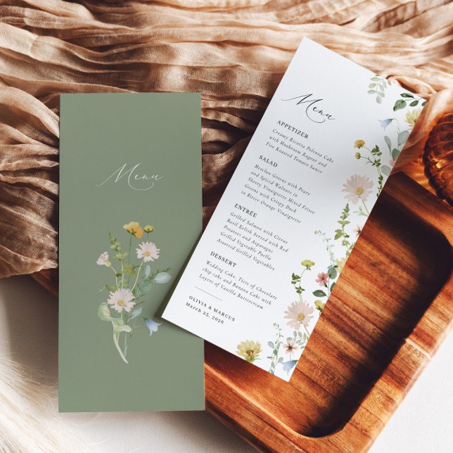 Boho Spring Whimsical Wildflower Elegant Wedding Menu (Creator Uploaded)