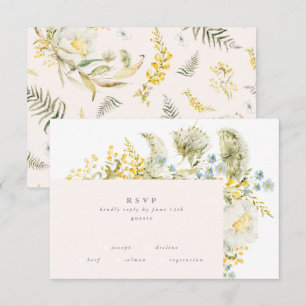 Boho Spring Wild Botanical Florals Frame Wedding RSVP Card