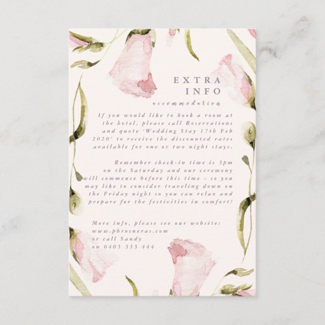Boho Spring WildFlower Wedding Details Info Enclosure Card (Front)