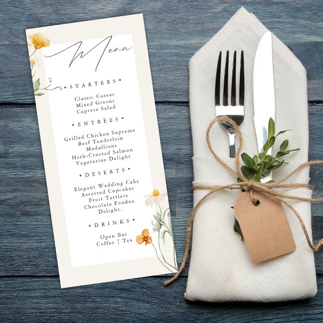  Boho Spring Wildflowers Botanical Garden Wedding  Menu (Creator Uploaded)