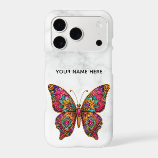 Boho Stained Glass Butterfly Marble Custom Case