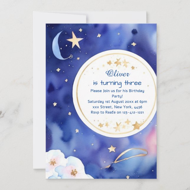 Boho Stardust Children Birthday Invitation (Front)