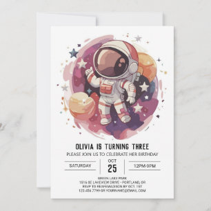 Boho Starry Adventure Astronaut Birthday Invitation