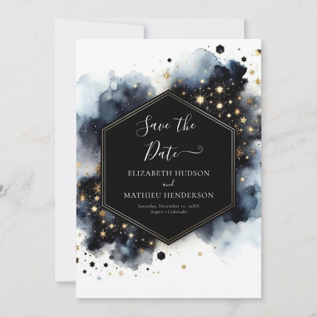 Boho Stars Celestial Wedding Save The Date (Front)