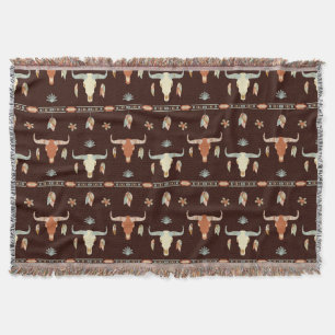 Boho Steer Pattern Throw Blanket