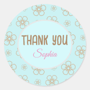 Boho Sticker Thank you floral   Aufkleber custom 