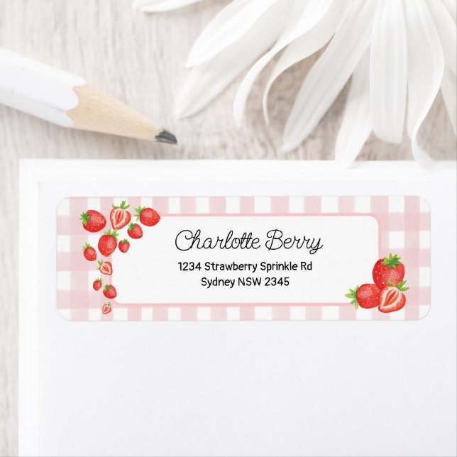 Boho Strawberry Baby Girl Return Address (Insitu)