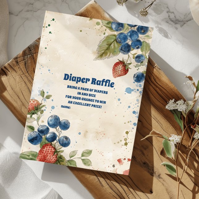 Boho Strawberry Berry Sweet  Diaper Raffle Enclosure Card (Creator Uploaded)