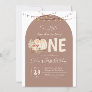 Boho String Light Pumpkin Birthday invitation