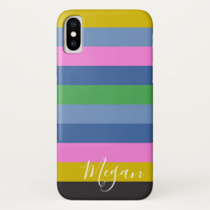 Boho Stripe Personalised Name iPhone X Case