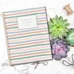 Boho Stripe Pink Blue Sage Green Terracotta Yearly Planner<br><div class="desc">This boho striped pink,  blue,  sage green and terracotta yearly planner can be monogrammed with your name and the year. Enough pages for a full 12 months- start anytime.</div>