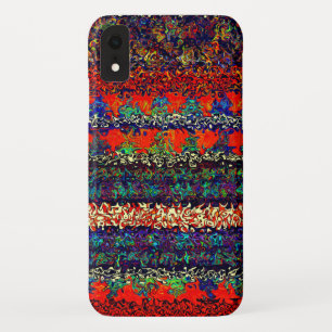 Boho Stripes on Fire Orange Denim Pattern iPhone XR Case
