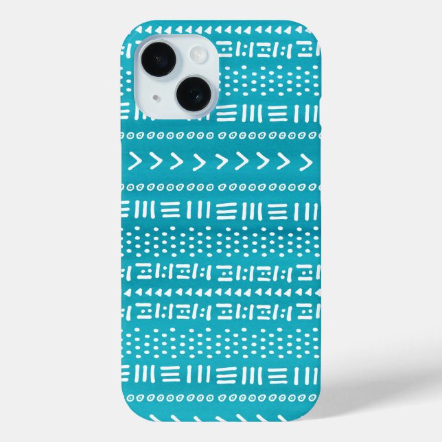 Boho Stripes Pattern Turquoise Blue Case-Mate iPhone Case (Back)