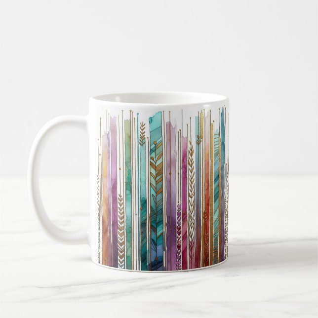 Boho style, alcohol ink art, artsy stripes coffee mug (Left)