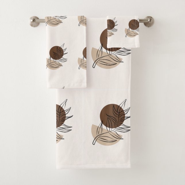 Boho Style Bohemian Minimalist Art Bath Towel Set (Insitu)