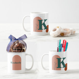 Boho Style Custom Monogram and Name Coloured Coffee Mug