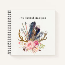 Boho Style customisable Recipes Spiral Notebook