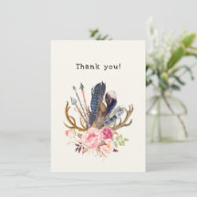 Boho Style Design customisable Thank you Card