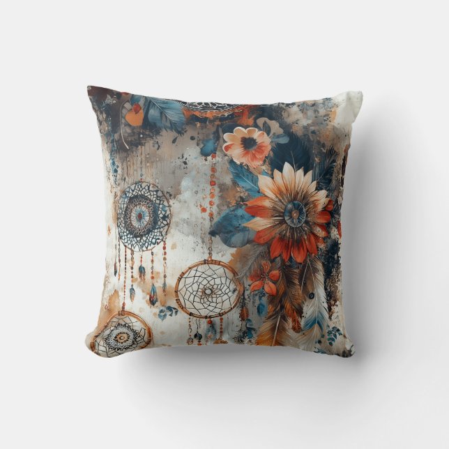 Boho style design with dreamcatchers cushion (Front)