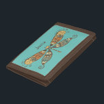 Boho Style Dragonfly Art Teal Personalised Trifold Wallet<br><div class="desc">Stylish personalised wallet with patterned dragonfly art on teal background (color can be customised)</div>