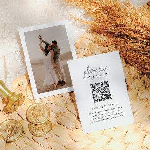 Boho Style & Elegant QR Code Photo Wedding RSVP Enclosure Card