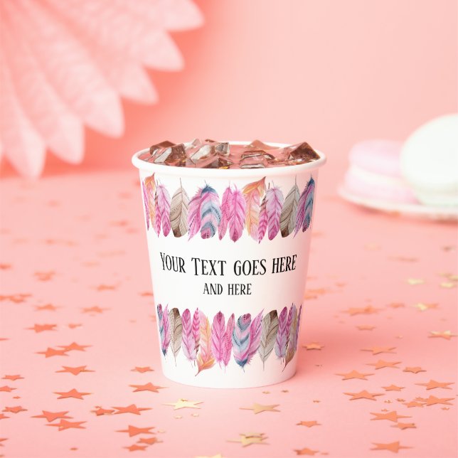 Boho Style Feather Cup with your text (Insitu)