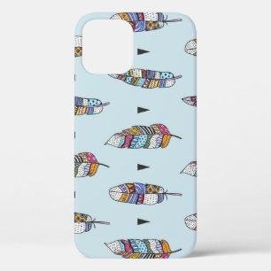 Boho Style Feather Hand Drawn iPhone 12 Case