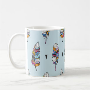Boho Style Feather Hand Drawn Coffee Mug