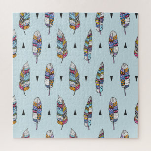 Boho Style Feather Hand Drawn Jigsaw Puzzle