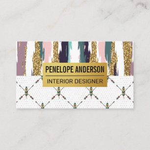 Boho Style Feather Modern Abstract Patterns Business Card