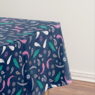 boho style feathers pattern tablecloth