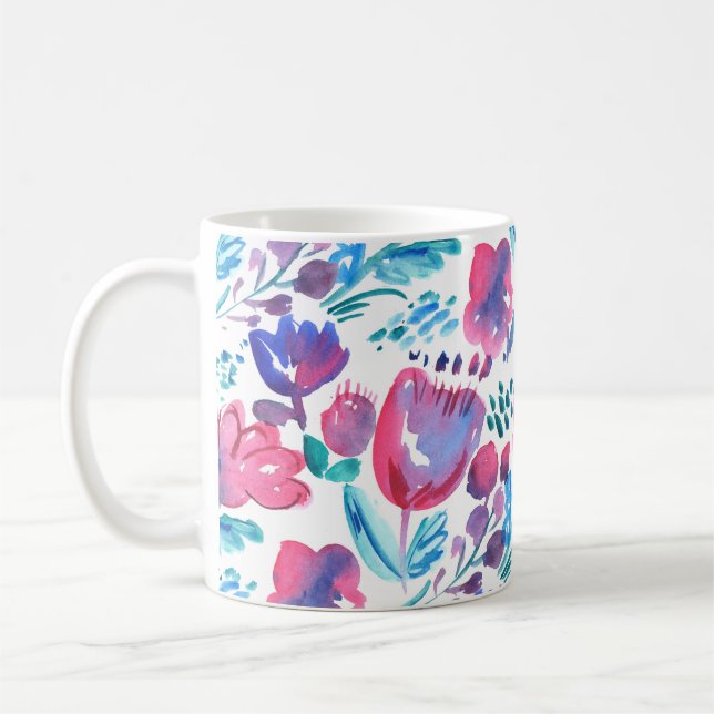 boho style floral rustic hand drawn illustration.  coffee mug (Left)