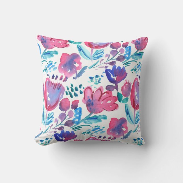 boho style floral rustic hand drawn illustration.  cushion (Front)