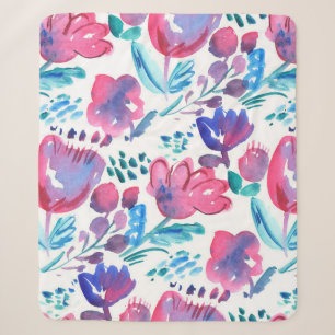 boho style floral rustic hand drawn illustration.  sherpa blanket
