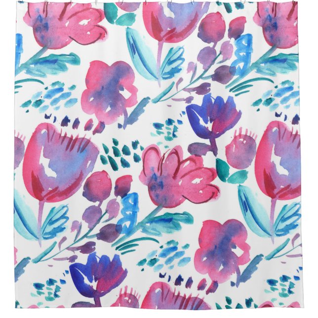 boho style floral rustic hand drawn illustration.  shower curtain (Front)