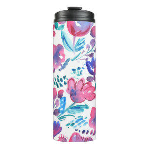 boho style floral rustic hand drawn illustration.  thermal tumbler