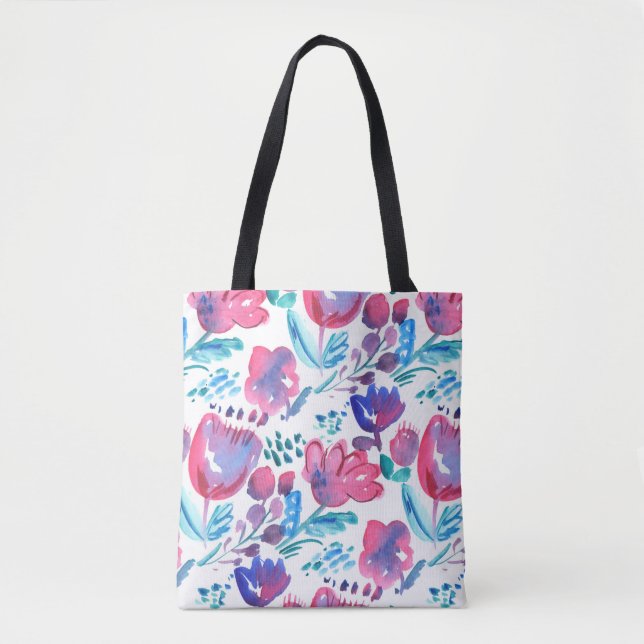 boho style floral rustic hand drawn illustration.  tote bag (Front)