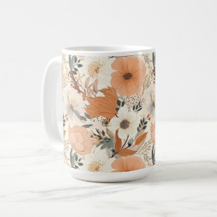 Boho style flowers pattern light colours coffee mug