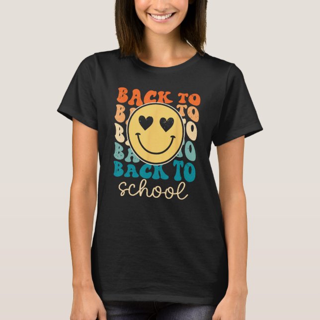 Boho Style Groovy Smile Back to School T-Shirt (Front)